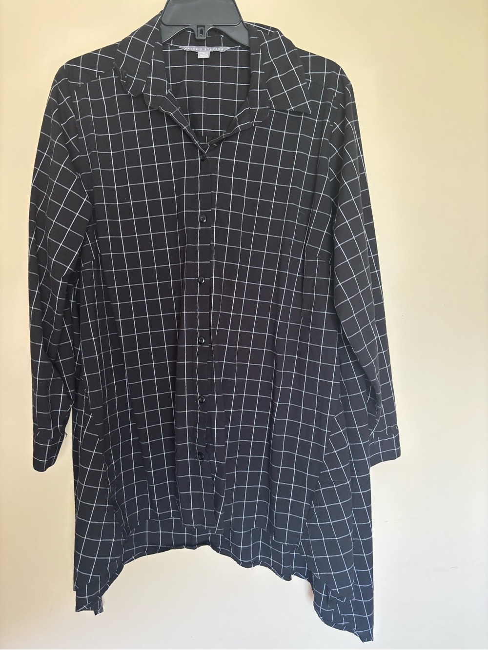 Valerie Stevens Black Windowpane Button-Down Shirt
